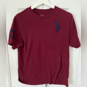 Polo by Ralph Lauren Big Pony Tee Shirt Burgundy Wine Navy embroidered Polo Logo